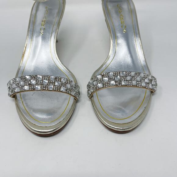Caparros Size 9 Gold Metallic Starla Rhinestone Embellished Evening Heels Sandal - Picture 9 of 14